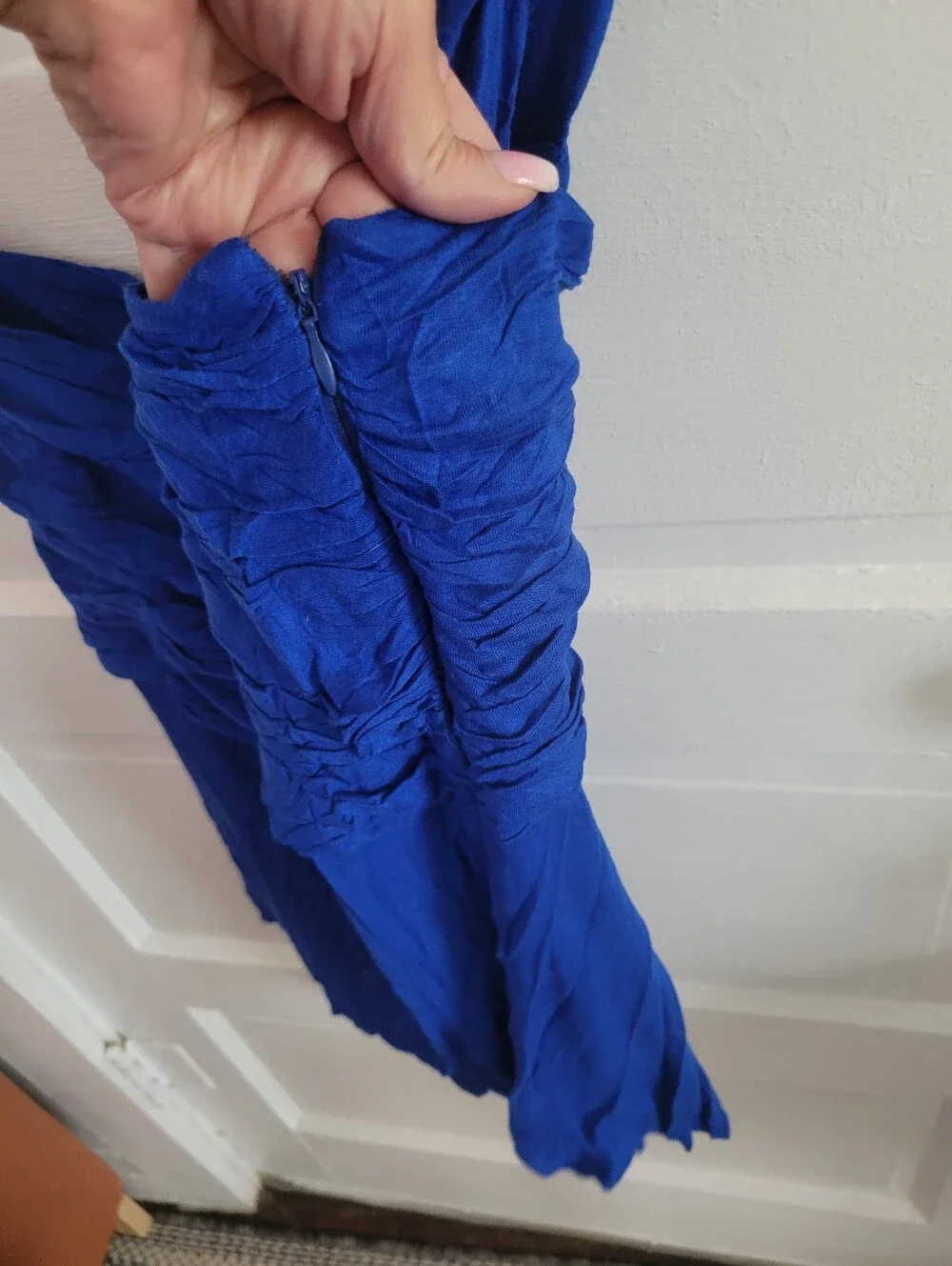 Royal Blue One-Shoulder Ruffled Top - Picture 3 of 5